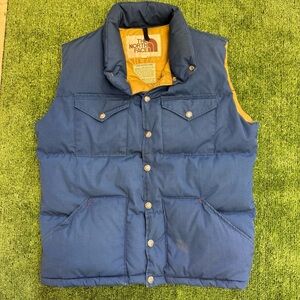 The North Face Vintage 70s-80s Blue and Yellow Down filled Puffer Vest, size s